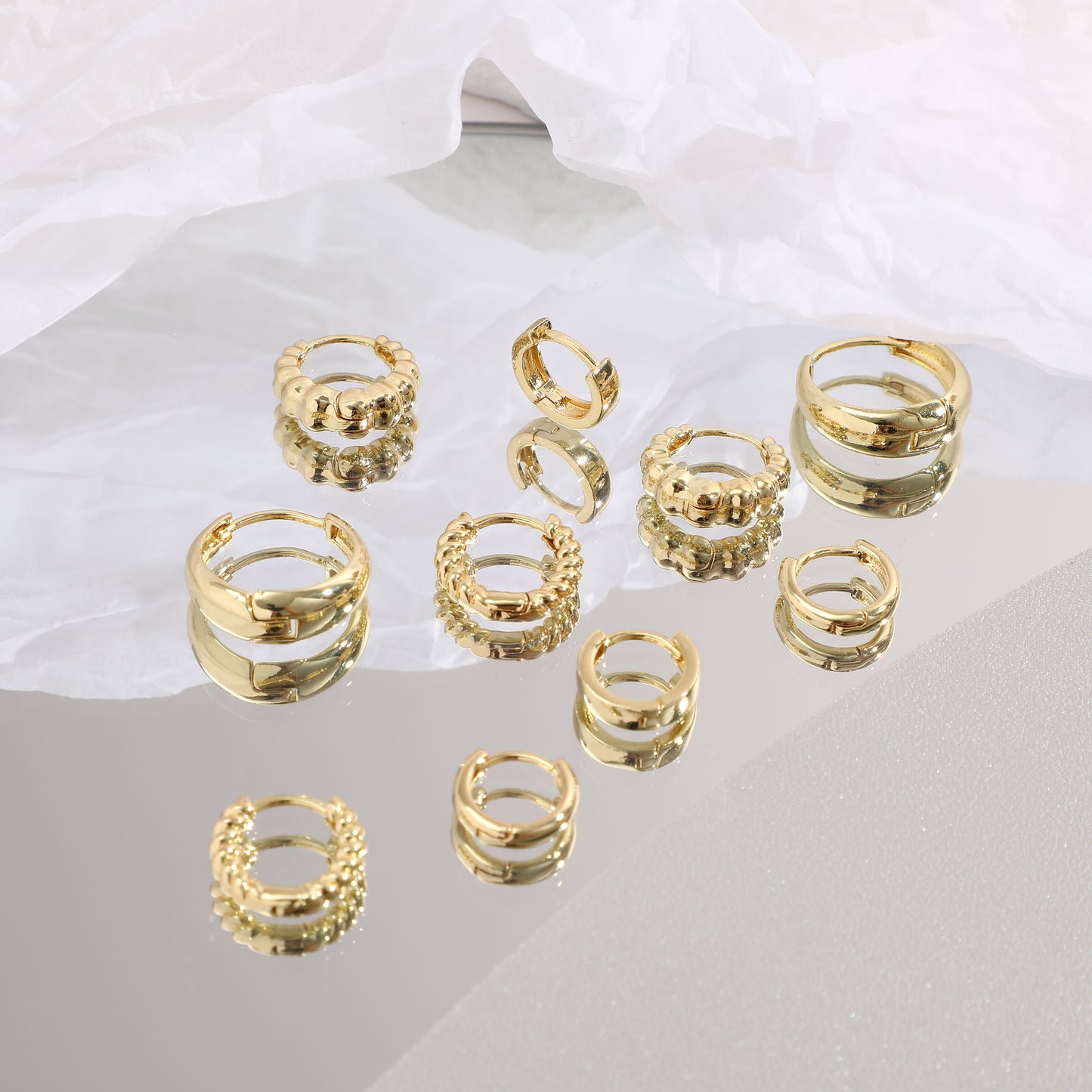 3 Pairs 5 Pairs Luxurious Simple Style Classic Style Round Water Droplets Twist Plating Alloy Gold Plated Silver Plated Hoop Earrings