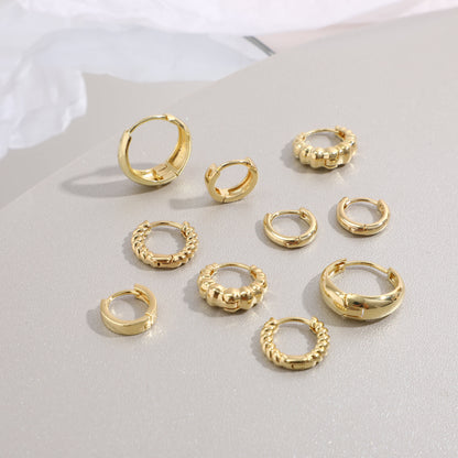 3 Pairs 5 Pairs Luxurious Simple Style Classic Style Round Water Droplets Twist Plating Alloy Gold Plated Silver Plated Hoop Earrings