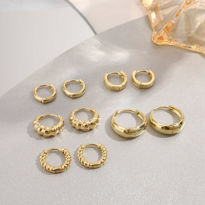 3 Pairs 5 Pairs Luxurious Simple Style Classic Style Round Water Droplets Twist Plating Alloy Gold Plated Silver Plated Hoop Earrings