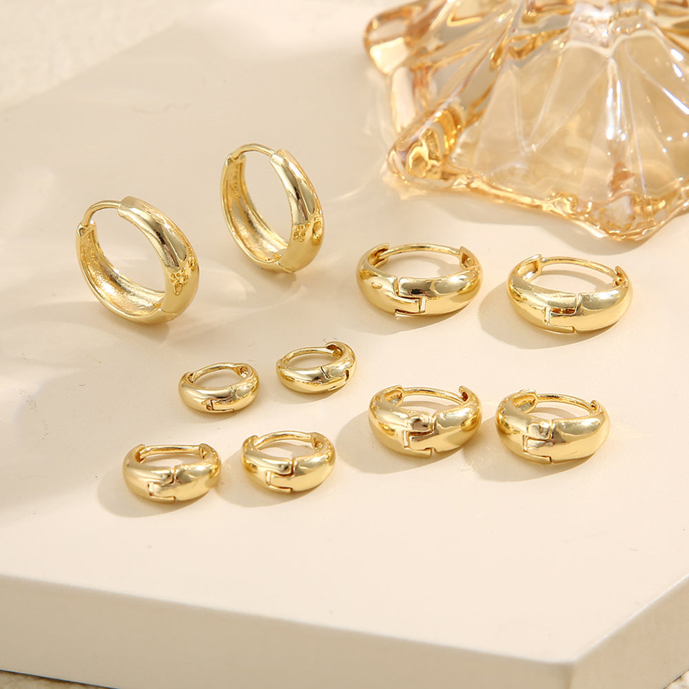 3 Pairs 5 Pairs Luxurious Simple Style Classic Style Round Water Droplets Twist Plating Alloy Gold Plated Silver Plated Hoop Earrings