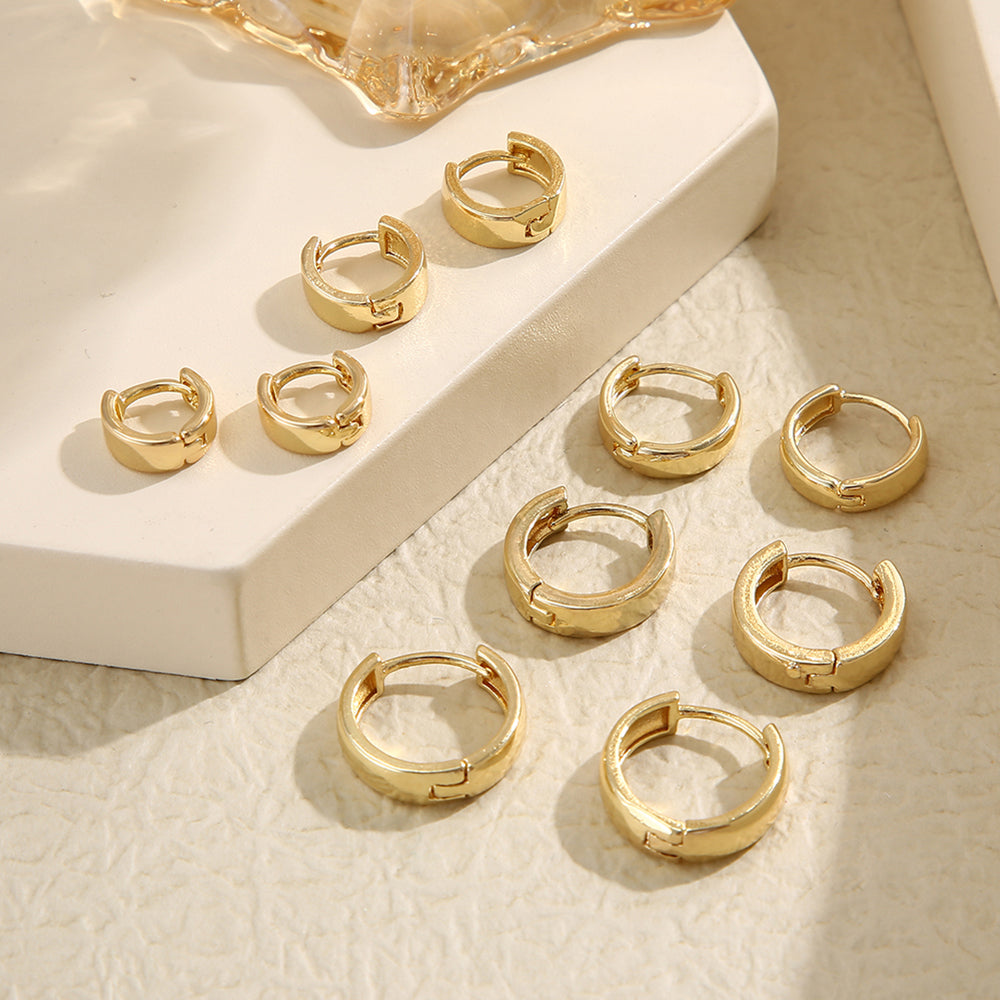 3 Pairs 5 Pairs Luxurious Simple Style Classic Style Round Water Droplets Twist Plating Alloy Gold Plated Silver Plated Hoop Earrings