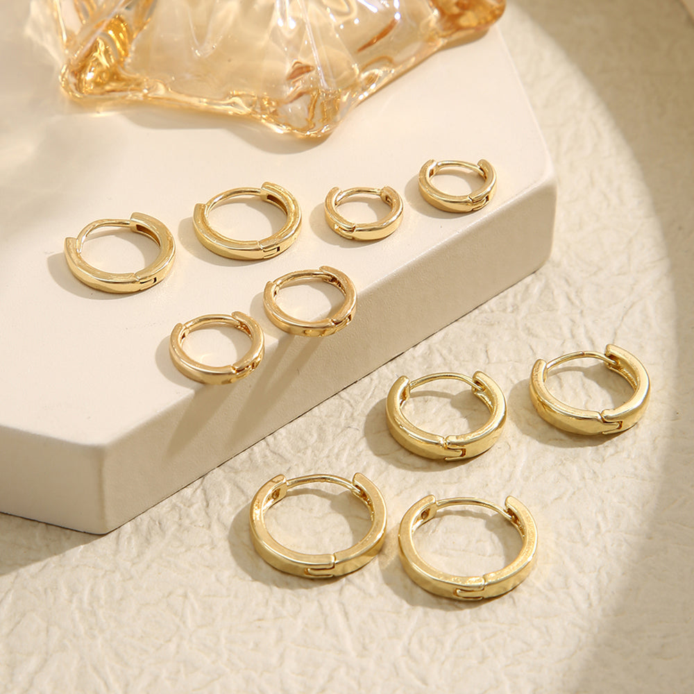 3 Pairs 5 Pairs Luxurious Simple Style Classic Style Round Water Droplets Twist Plating Alloy Gold Plated Silver Plated Hoop Earrings