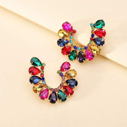 1 Pair Simple Style Flower Glass Inlay Zircon Women's Ear Studs