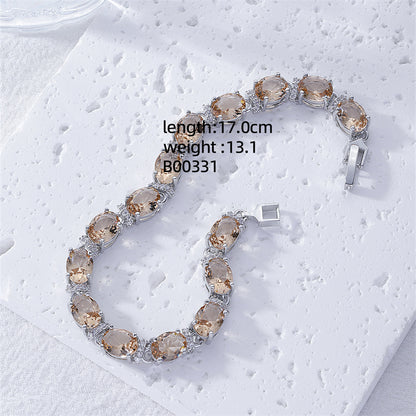 Ig Style Simple Style Oval Copper Inlay Zircon Tennis Bracelet