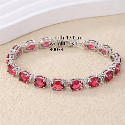 Ig Style Simple Style Oval Copper Inlay Zircon Tennis Bracelet