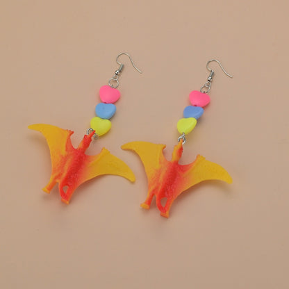 1 Pair Cute Dinosaur Heart Shape Metal Drop Earrings