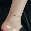 Retro Solid Color Stainless Steel Plating Inlay Zircon Gold Plated Women's Anklet