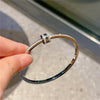 Retro Lady Round Titanium Steel Zircon Bangle In Bulk