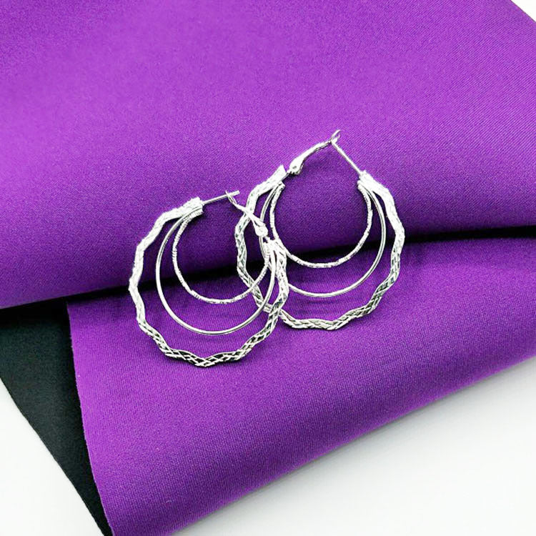 1 Pair Sweet Streetwear Waves Plating Iron Silver Plated Hoop Earrings