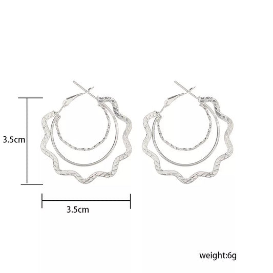 1 Pair Sweet Streetwear Waves Plating Iron Silver Plated Hoop Earrings