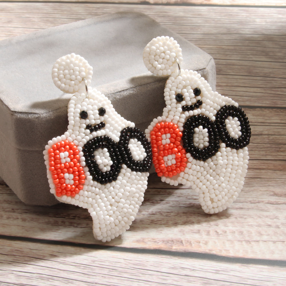 1 Pair Exaggerated Funny Letter Ghost Beaded Cloth Drop Earrings