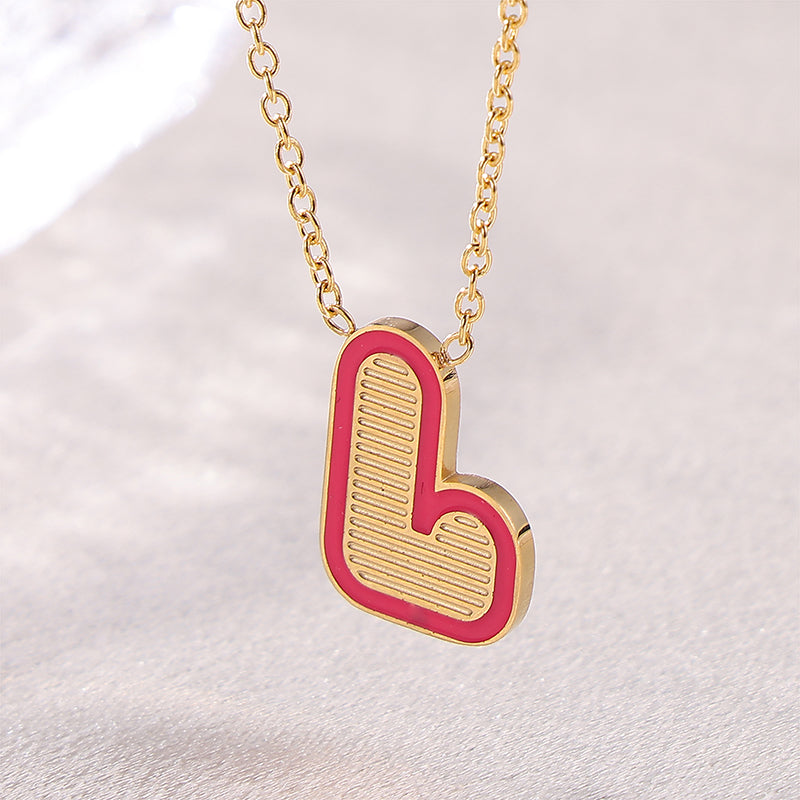 Sweet Simple Style Artistic Letter Stainless Steel Enamel Plating 18k Gold Plated Pendant Necklace