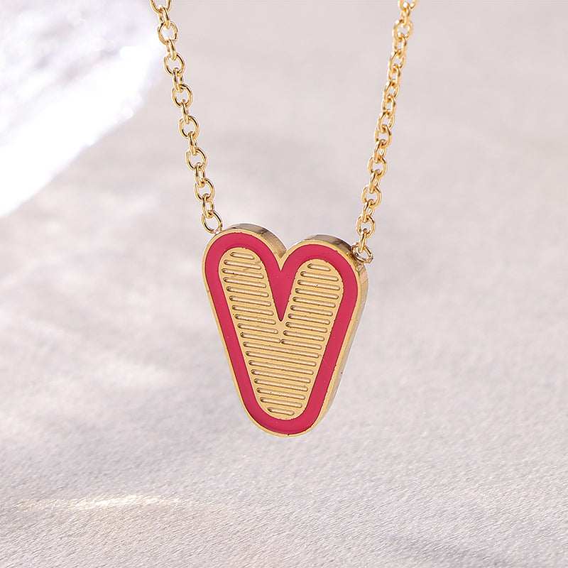 Sweet Simple Style Artistic Letter Stainless Steel Enamel Plating 18k Gold Plated Pendant Necklace