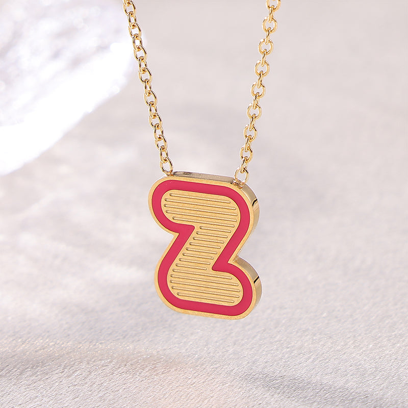 Sweet Simple Style Artistic Letter Stainless Steel Enamel Plating 18k Gold Plated Pendant Necklace