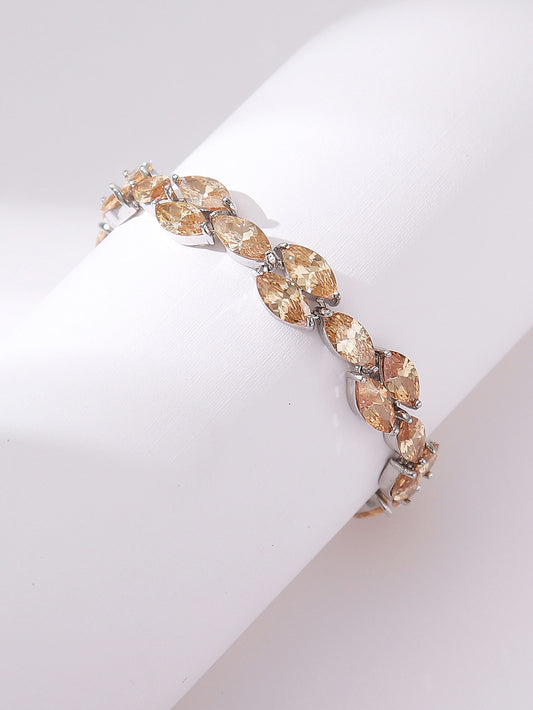 Shiny Four Leaf Clover Grain Rhinestones Artificial Crystal Wholesale Bracelets