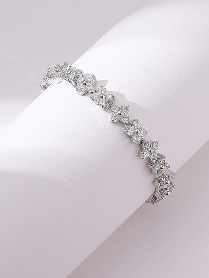 Shiny Four Leaf Clover Grain Rhinestones Artificial Crystal Wholesale Bracelets