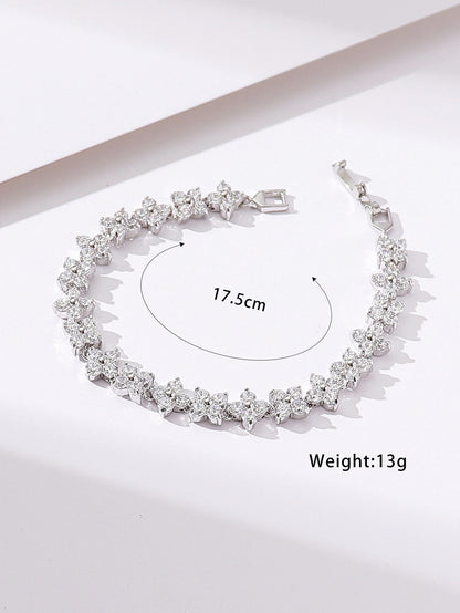 Shiny Four Leaf Clover Grain Rhinestones Artificial Crystal Wholesale Bracelets