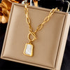 Korean Style Square Titanium Steel Toggle Plating 18k Gold Plated Necklace