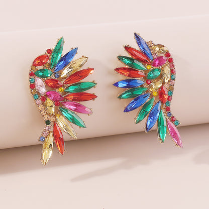 1 Pair Vintage Style Novelty Angel Wings Hollow Out Inlay Alloy Artificial Gemstones Ear Studs