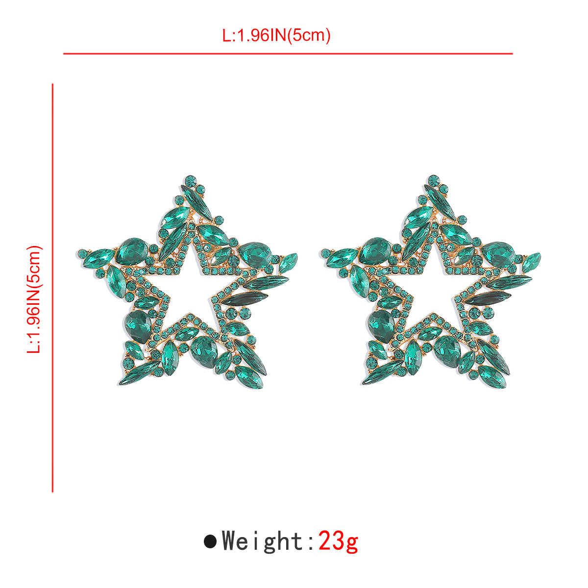 1 Pair Sweet Pentagram Irregular Hollow Out Inlay Alloy Rhinestones Ear Studs