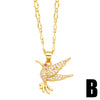 Cute Fashion Simple Style Bird Copper 18k Gold Plated Zircon Necklace In Bulk