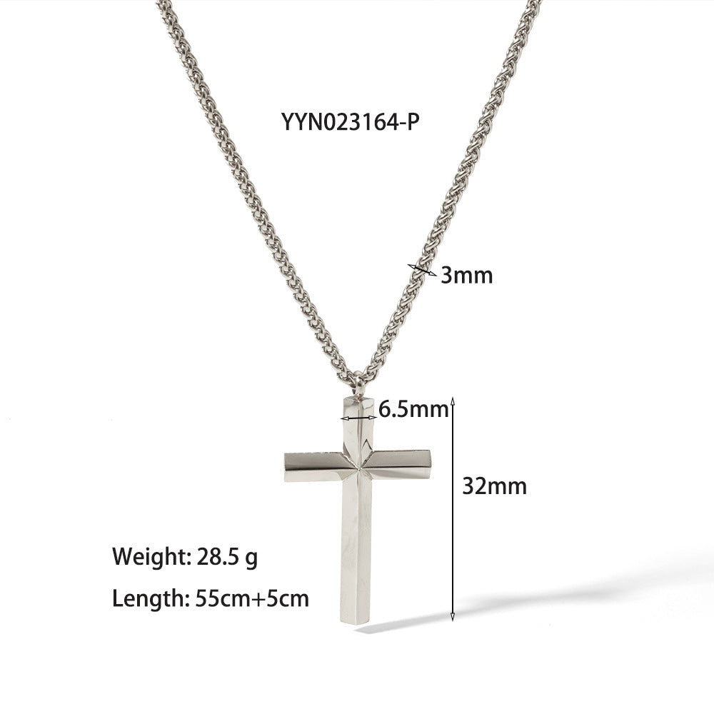 Commute Cross Stainless Steel Plating 18k Gold Plated Pendant Necklace