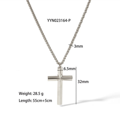 Commute Cross Stainless Steel Plating 18k Gold Plated Pendant Necklace