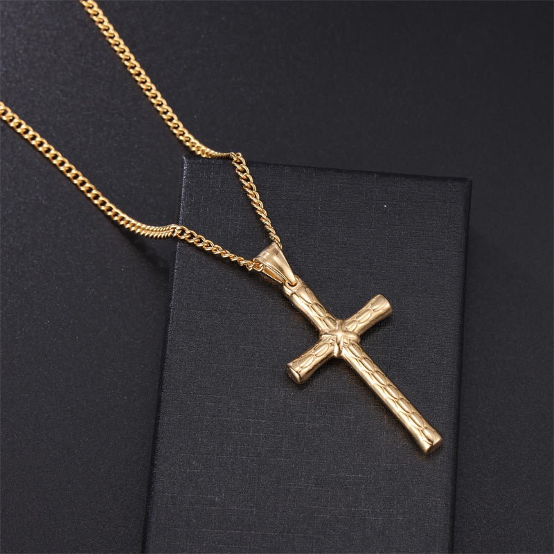 Punk Streetwear Cross Stainless Steel Pendant Necklace