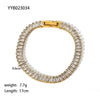 Simple Style Square Stainless Steel Titanium Steel Inlay Zircon Bracelets Necklace