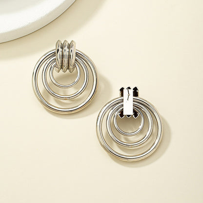 1 Pair Streetwear Circle Plating Hollow Out Metal Drop Earrings