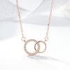 Elegant Simple Style Streetwear Double Ring Sterling Silver Inlay Zircon Pendant Necklace