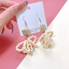 1 Pair Retro Round Water Droplets Hollow Out Wood Drop Earrings