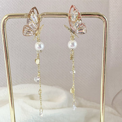 1 Pair Sweet Fruit Flower Plating Inlay Alloy Artificial Pearls Zircon Earrings