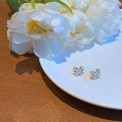 1 Pair Sweet Fruit Flower Plating Inlay Alloy Artificial Pearls Zircon Earrings