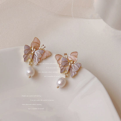 1 Pair Sweet Fruit Flower Plating Inlay Alloy Artificial Pearls Zircon Earrings