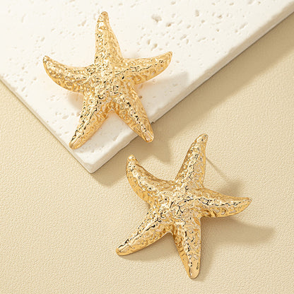 1 Pair Hawaiian Beach Starfish Plating Alloy Ear Studs