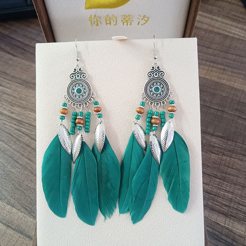 Bohemian Creative Disc Painting Oil Long Tassel Earrings Wholesale