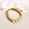 Vacation Sweet Artistic Round Shell Stainless Steel Irregular Natural Stone Pearl Haematite 18k Gold Plated Bracelets