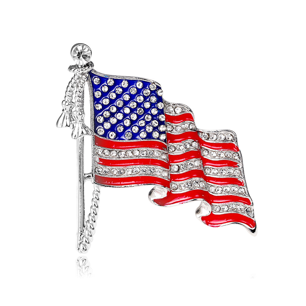 Elegant Streetwear American Flag Alloy Inlay Rhinestones Women'S Brooches