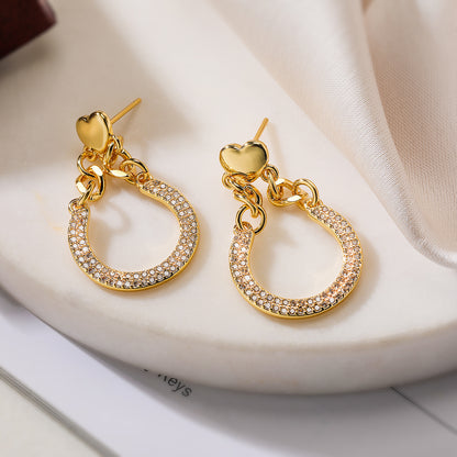 1 Pair Simple Style Commute Geometric Plating Inlay Copper Zircon 18k Gold Plated Drop Earrings