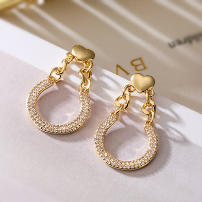 1 Pair Simple Style Commute Geometric Plating Inlay Copper Zircon 18k Gold Plated Drop Earrings