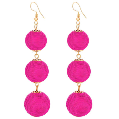 1 Pair Lady Ball Fabric Drop Earrings