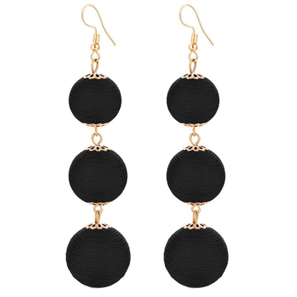 1 Pair Lady Ball Fabric Drop Earrings