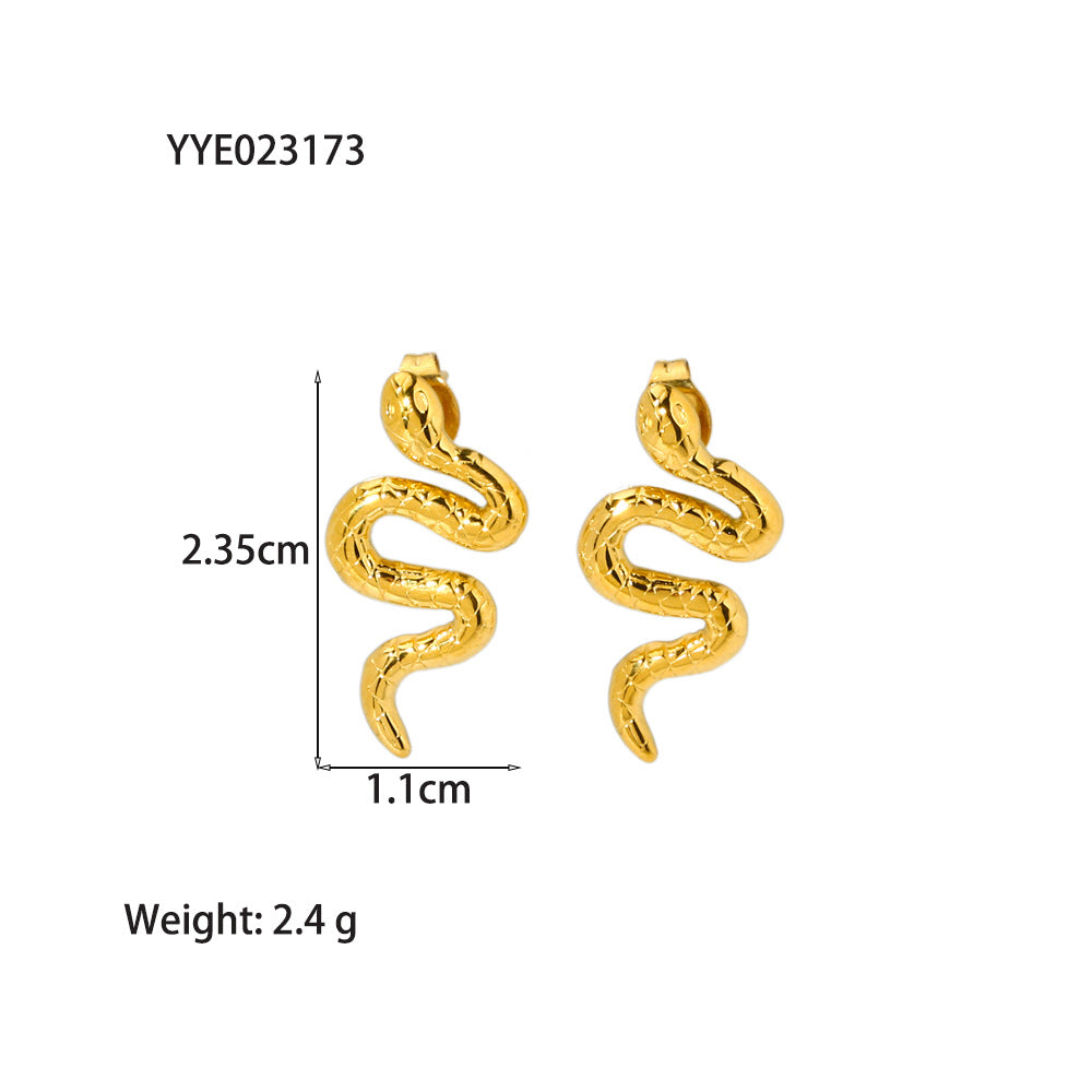 Classic Style Snake Stainless Steel Plating Earrings Necklace