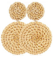 1 Pair Hawaiian Bohemian Geometric Rattan Drop Earrings