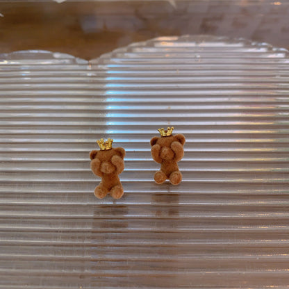 1 Pair Cartoon Style Cute Bear Alloy Ear Studs