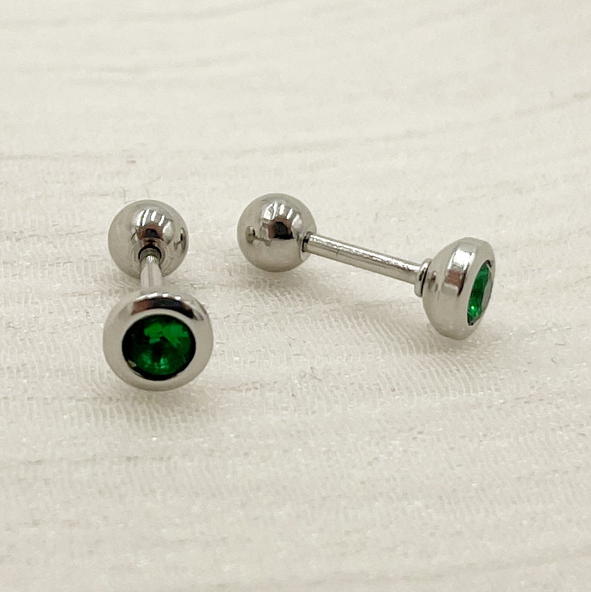 1 Pair Simple Style Geometric Inlay Stainless Steel Zircon Ear Studs