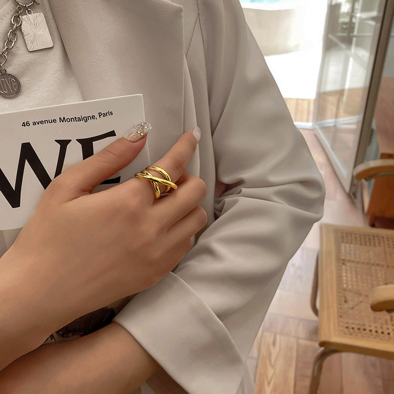 Lady Streetwear Geometric Copper Open Rings