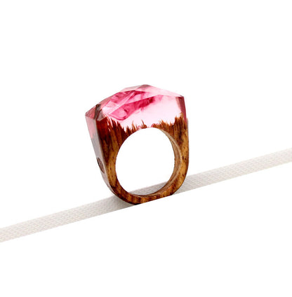 Casual Geometric Wood Resin Wholesale Rings