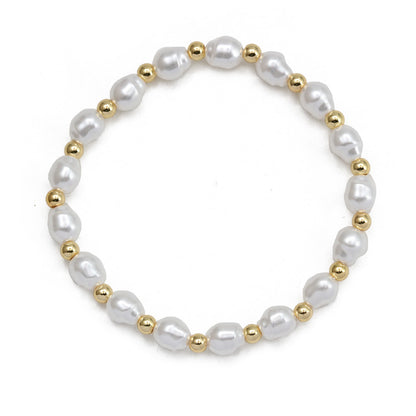 Simple Style Eye Artificial Pearl Copper Wholesale Bracelets